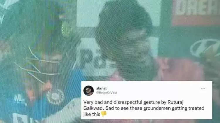 Ruturaj Gaikwad pushes away groundsman pic