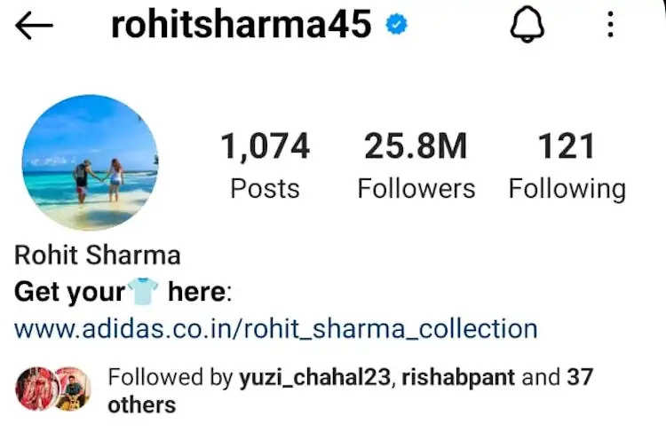 rohit sharma insta followers