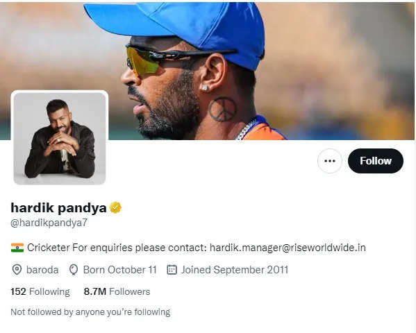 pandya twitter account