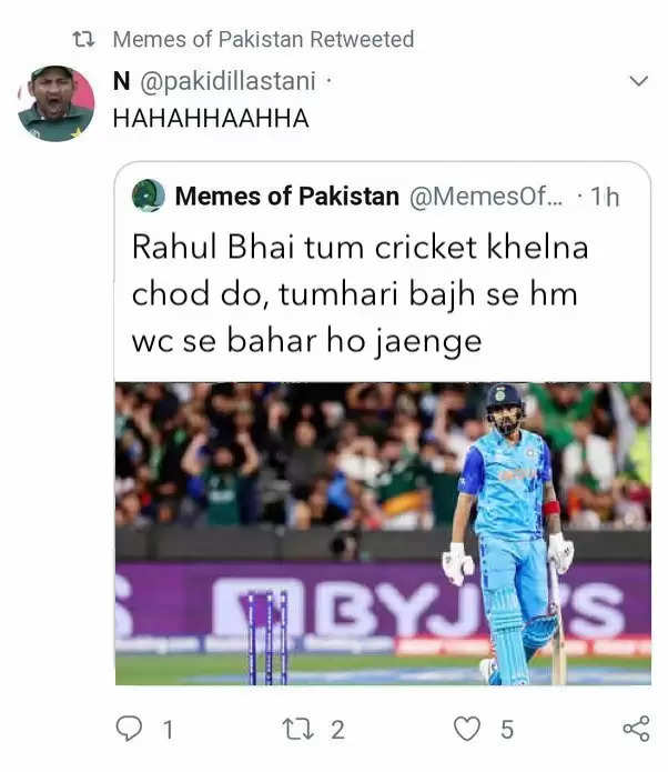 pakistan fans about k l rahul tweet