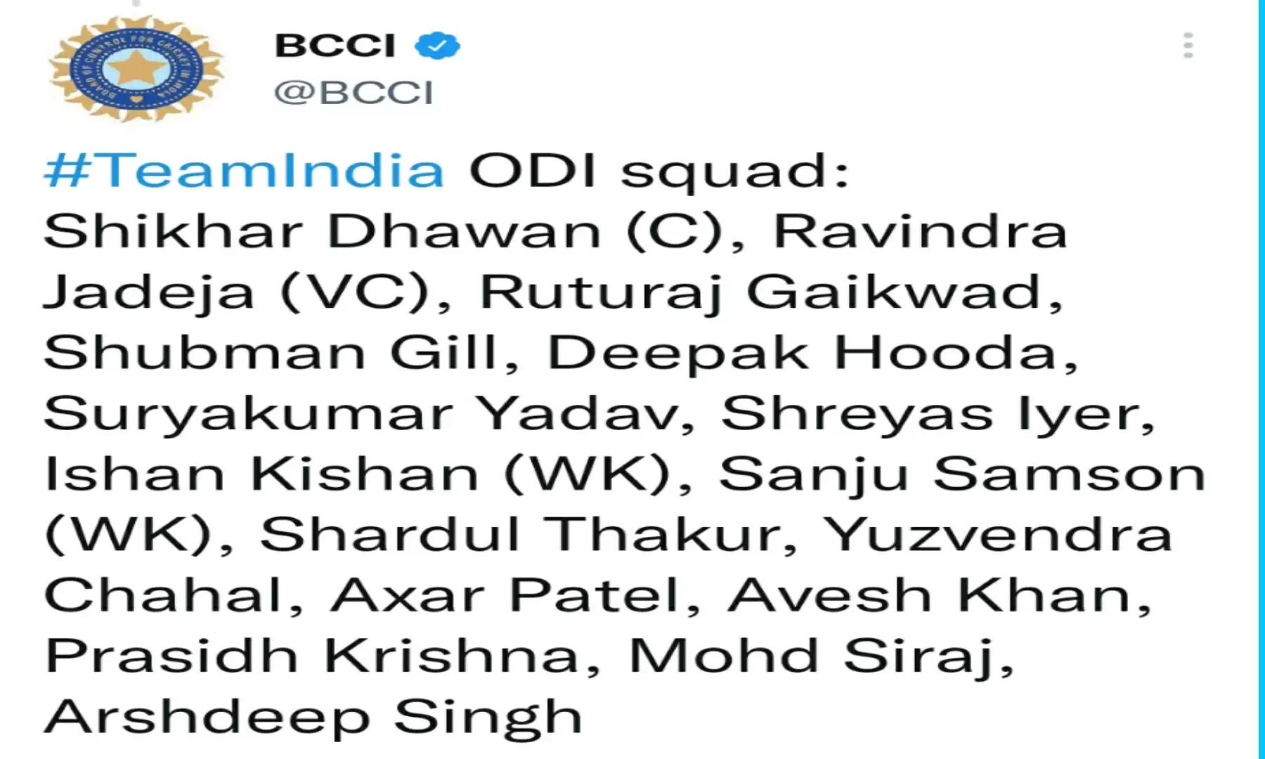 Team India squard
